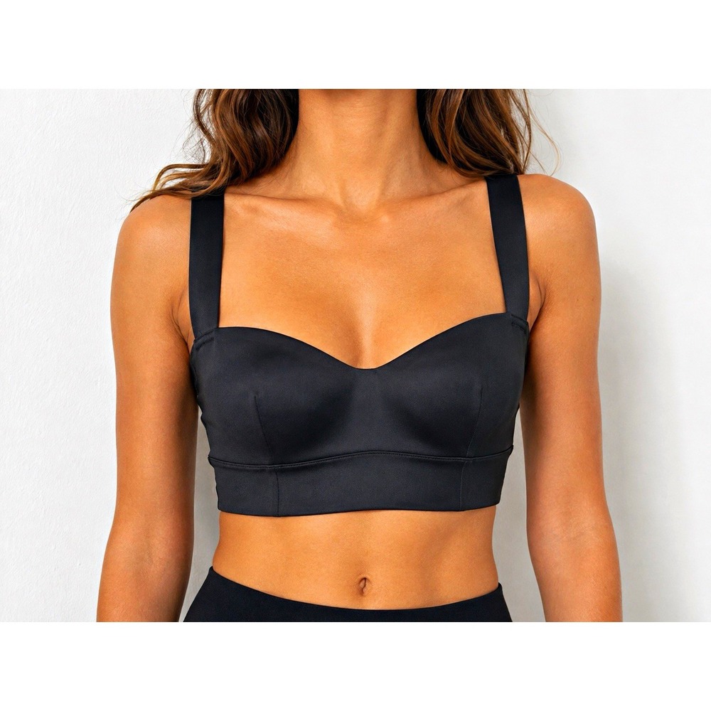 Free People Naomi Longline Bra Black Medium M Sweetheart Wide Straps